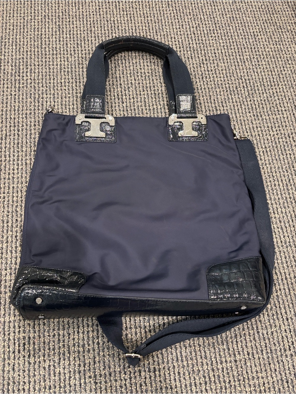 Tory Burch tote bag with Croc-Textured Trim